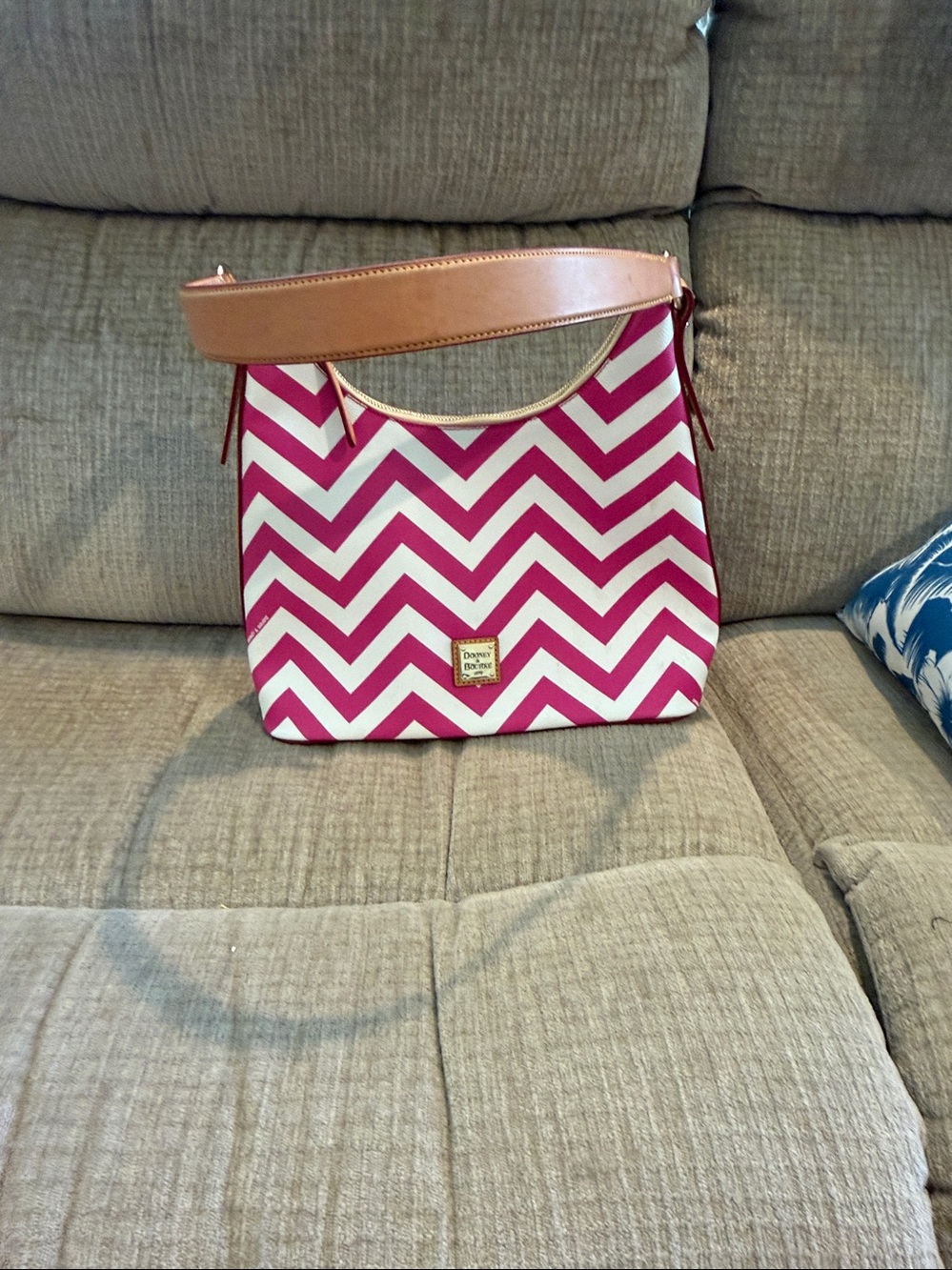 Dooney and Burke Chevron, hobo bag and pink and white zigzag - Picture 11 of 12